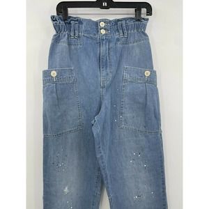Free People Small Paperbag Pain Splatter High Rise Painters Jeans